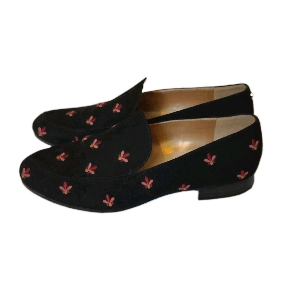 Circus by Sam Edelman Harlem Embroidered Black Loafers Size 7.5M Black & Pink